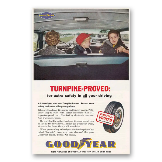 1961 Goodyear Tires Turnpike Proved Vintage Magazine Print Ad