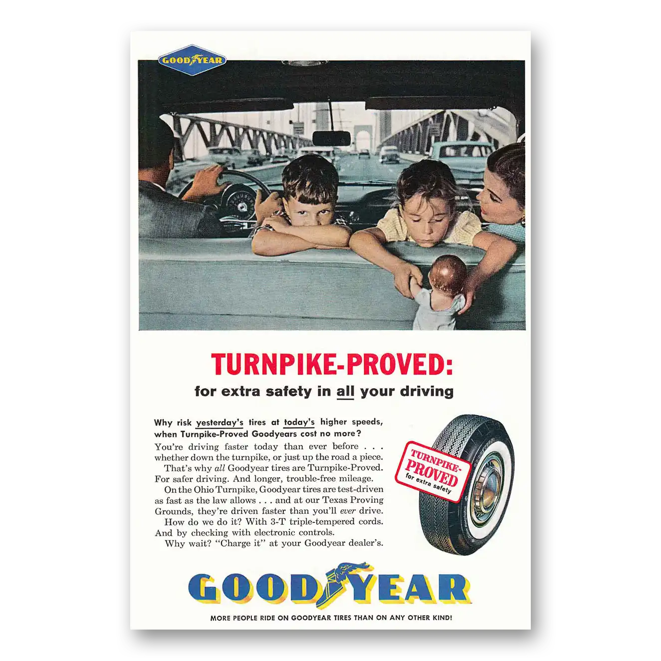 1961 Goodyear Tires Turnpike Proved Vintage Magazine Print Ad