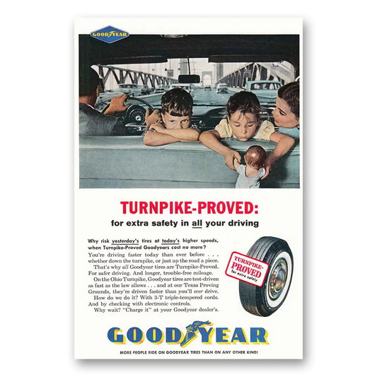 1961 Goodyear Tires Turnpike Proved Vintage Magazine Print Ad