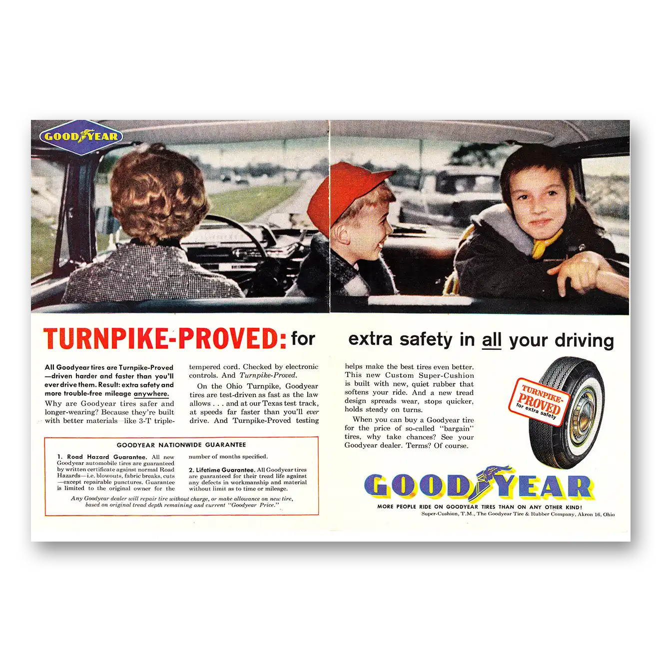 1961 Goodyear Tires Turnpike Proved Vintage Magazine Print Ad