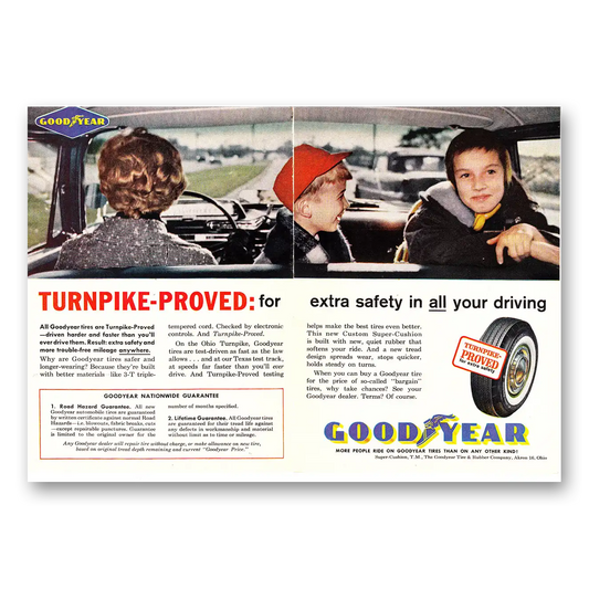 1961 Goodyear Tires Turnpike Proved Vintage Magazine Print Ad