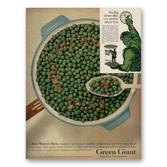 1961 Green Giant Peas Western Style Vintage Magazine Print Ad