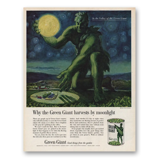 1961 Green Giant Sweet Peas Harvests by Moonlight Vintage Magazine Print Ad