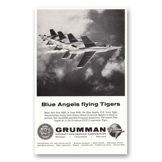 1961 Grumman Aircraft Blue Angels Flying Tigers Vintage Magazine Print Ad