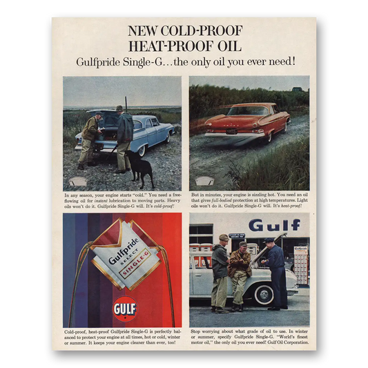 1961 Gulfpride Motor Oil Single G Only Oil You Ever Need Vintage Magazine Print Ad