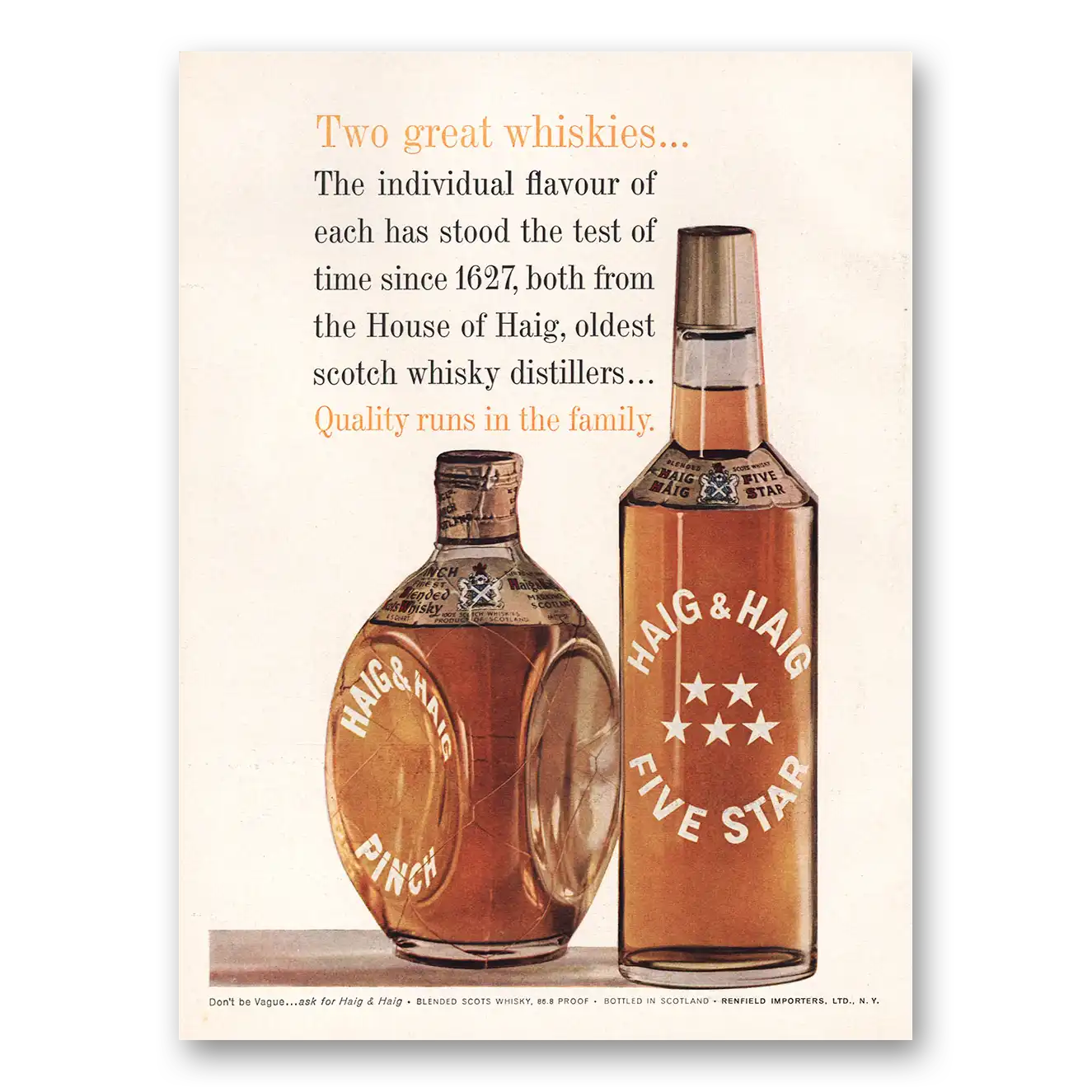 1961 Haig & Haig Two Great Whiskies Vintage Magazine Print Ad