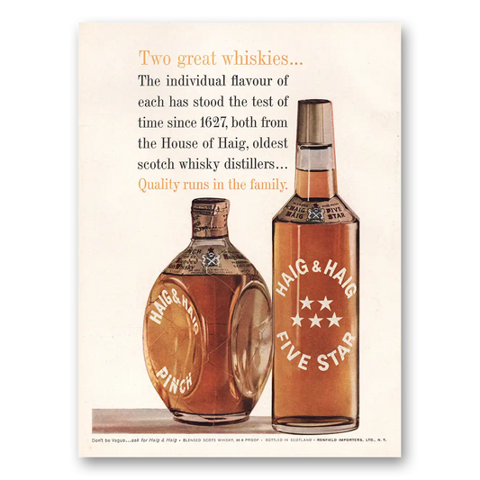 1961 Haig & Haig Two Great Whiskies Vintage Magazine Print Ad