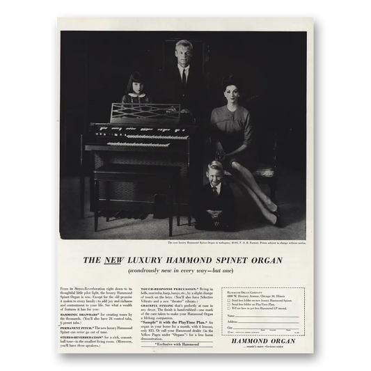 1961 Hammond Organ Spinet Organ Wondrously New In Every Way Vintage Magazine Print Ad