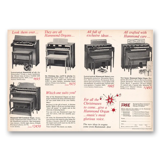 1961 Hammond Organ For All the Christmases To Come Vintage Magazine Print Ad