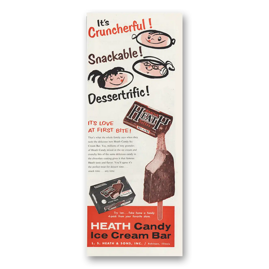 1961 Health Candy Ice Cream Bar Cruncherful Snackable Vintage Magazine Print Ad