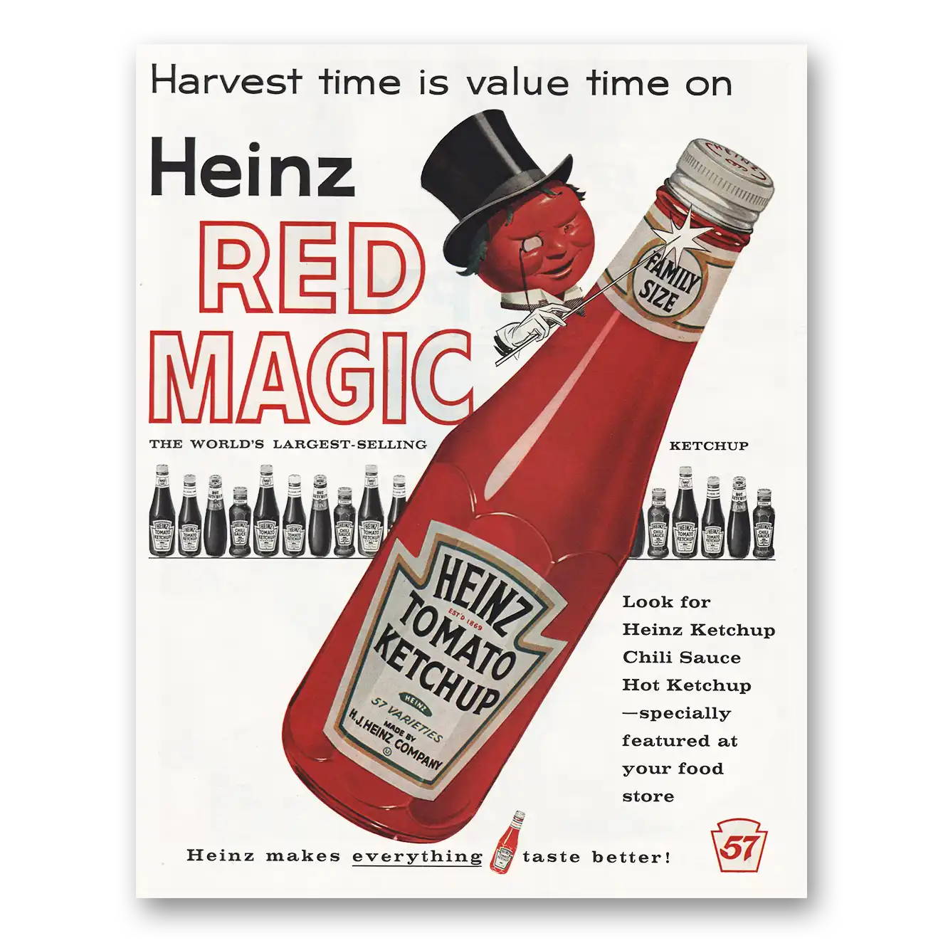 1961 Heinz Ketchup Harvest Time Red Magic Vintage Magazine Print Ad