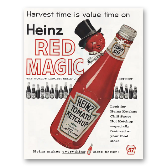 1961 Heinz Ketchup Harvest Time Red Magic Vintage Magazine Print Ad