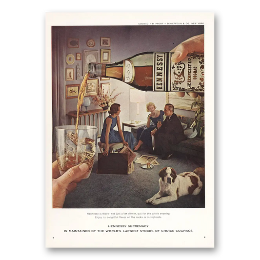 1961 Hennessy Cognac Not Just After Dinner Vintage Magazine Print Ad