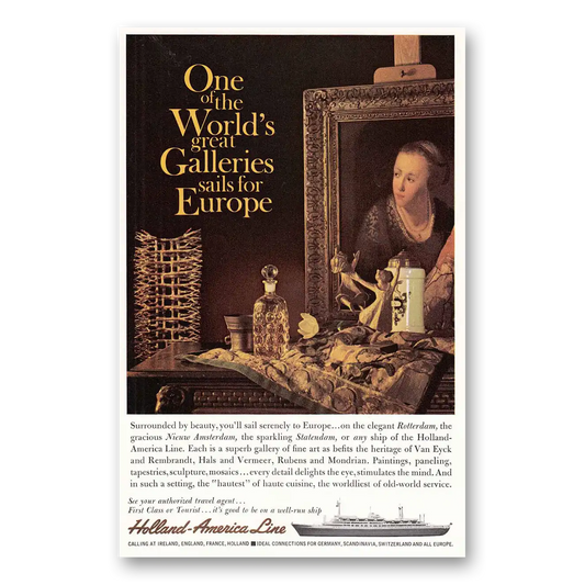 1961 Holland America Line One of the Worlds Great Galleries Vintage Magazine Print Ad