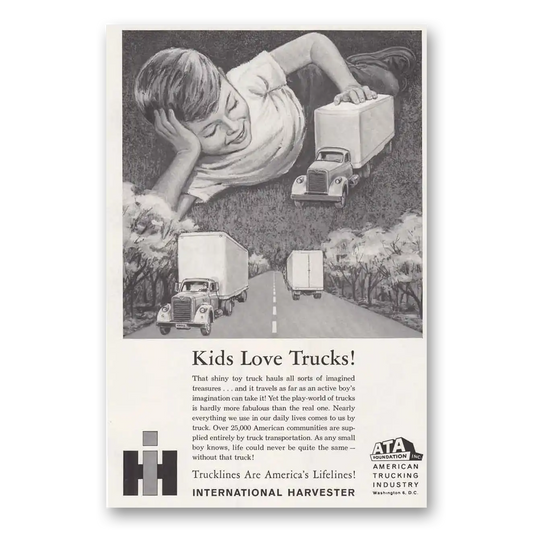 1961 International Trucks Kids Love Trucks Vintage Magazine Print Ad