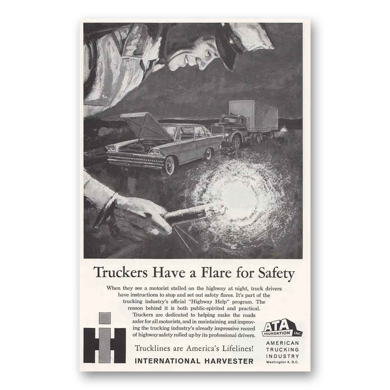 1961 International Trucks Truckers Flare for Safety Vintage Magazine Print Ad