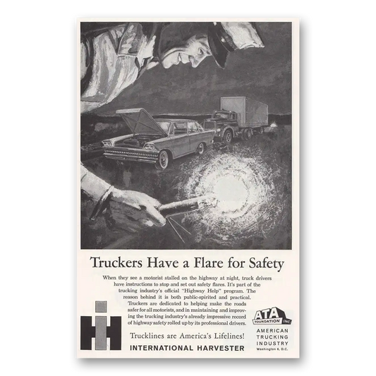 1961 International Trucks Truckers Flare for Safety Vintage Magazine Print Ad