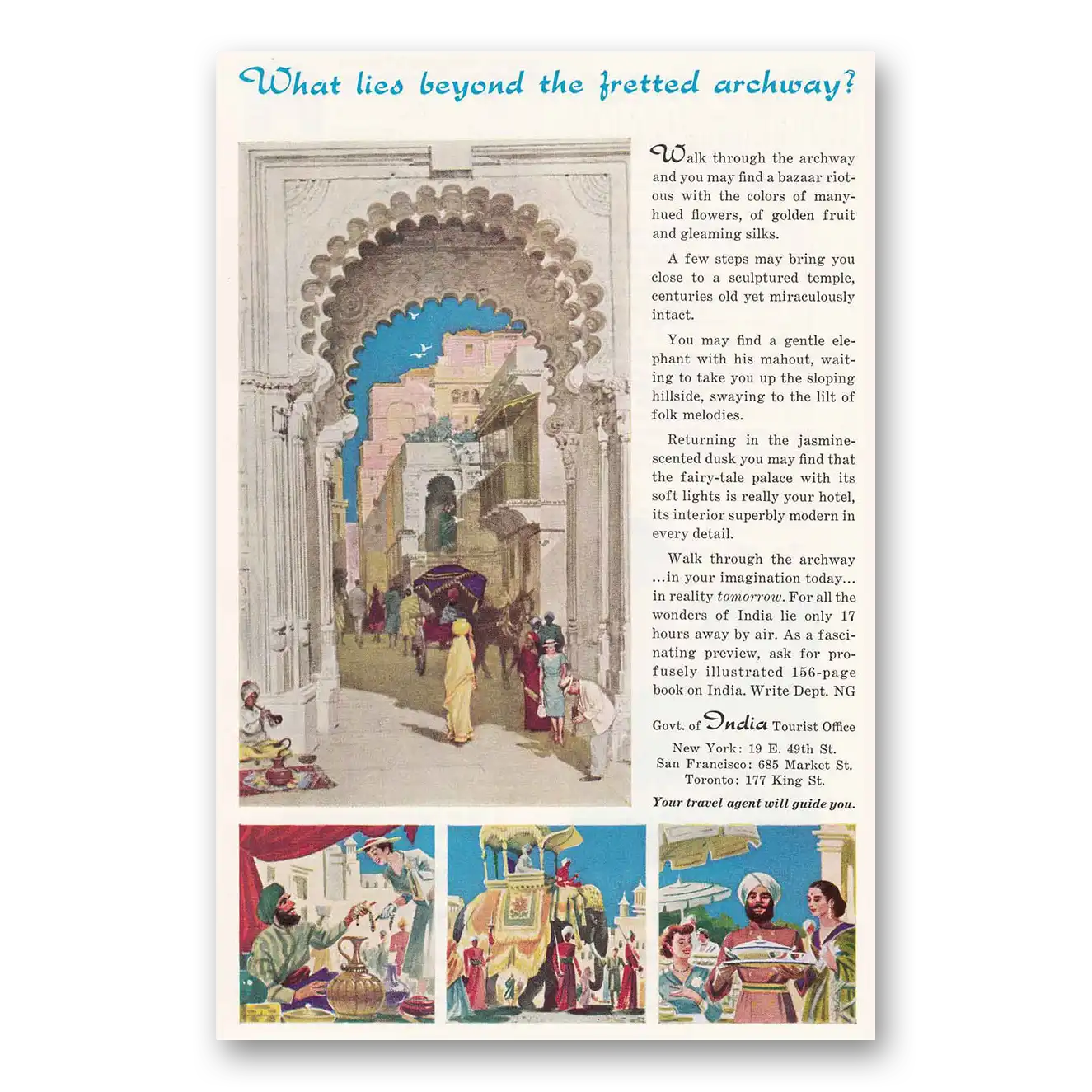 1961 India What Lies Beyond the Fretted Archway Vintage Magazine Print Ad