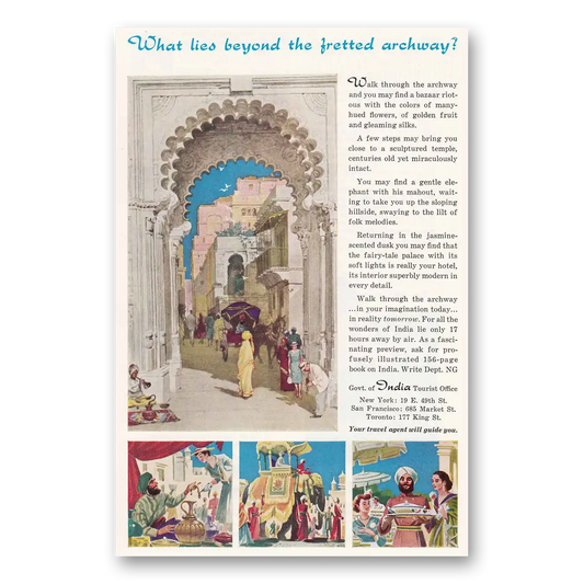 1961 India What Lies Beyond the Fretted Archway Vintage Magazine Print Ad