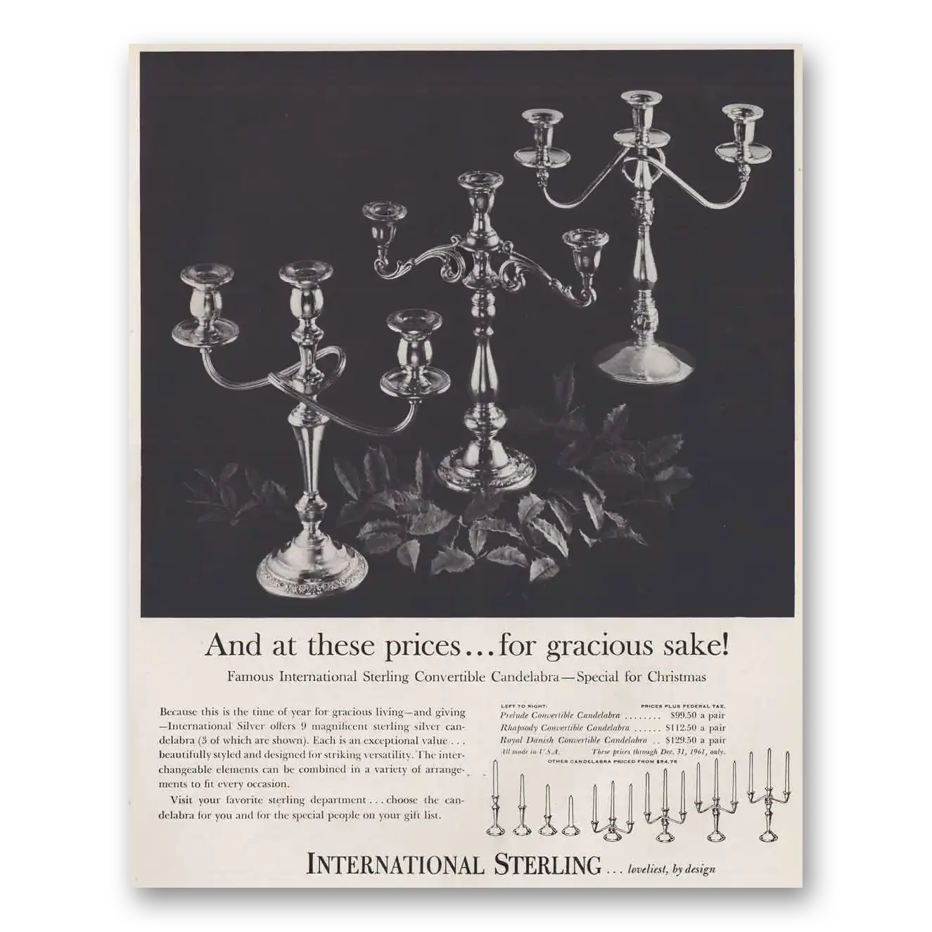 1961 International Sterling Gracious Sake Vintage Magazine Print Ad