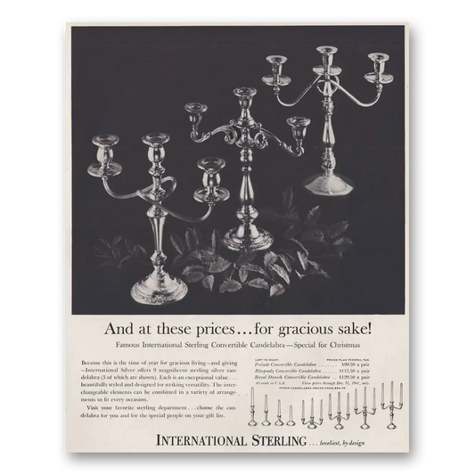 1961 International Sterling Gracious Sake Vintage Magazine Print Ad