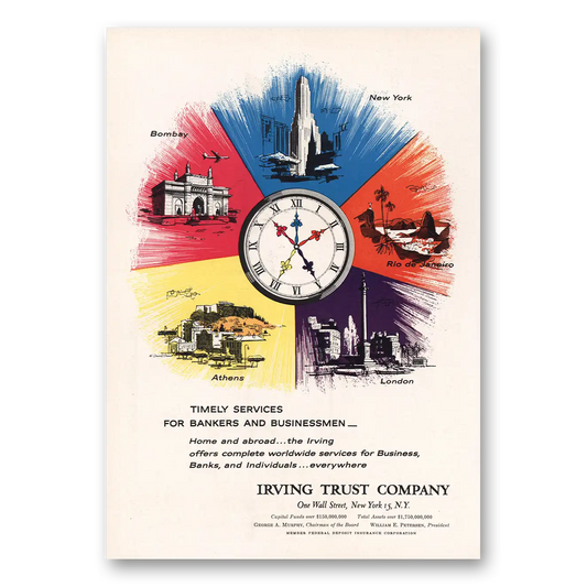 1961 Irving Trust Company Timely Services Vintage Magazine Print Ad