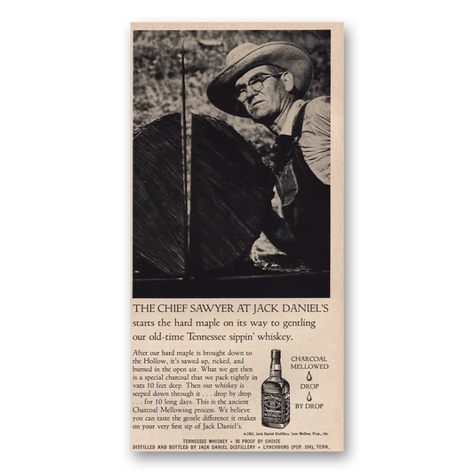 1961 Jack Daniels Chief Sawyer Vintage Magazine Print Ad