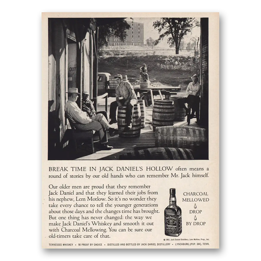 1961 Jack Daniels Break Time Hollow Vintage Magazine Print Ad