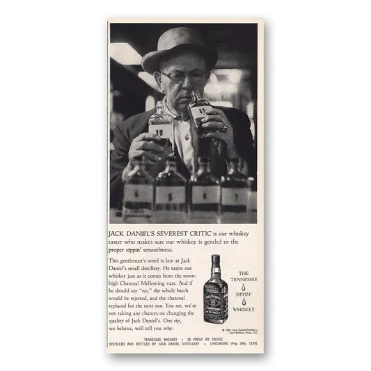 1961 Jack Daniels Severest Critic Vintage Magazine Print Ad