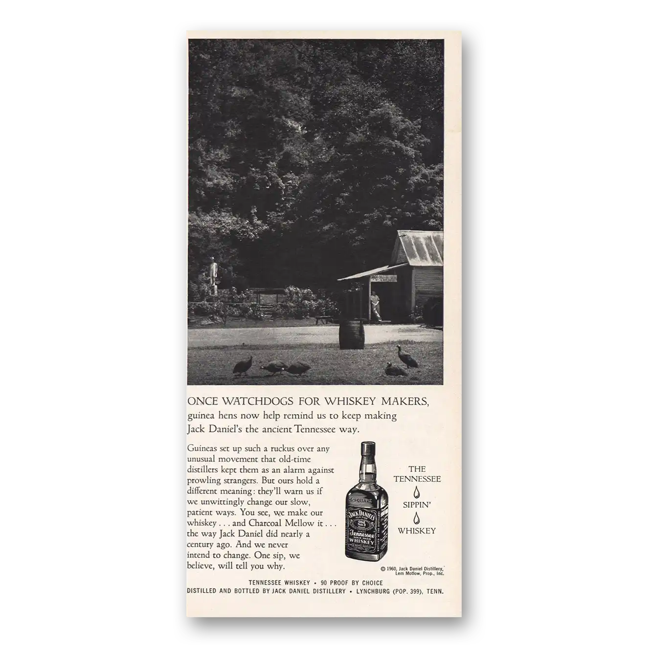 1961 Jack Daniels Once Watchdogs Whiskey Makers Vintage Magazine Print Ad