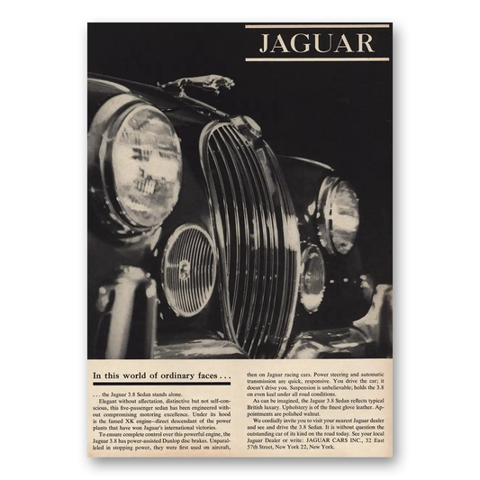 1961 Jaguar World of Ordinary Faces Vintage Magazine Print Ad