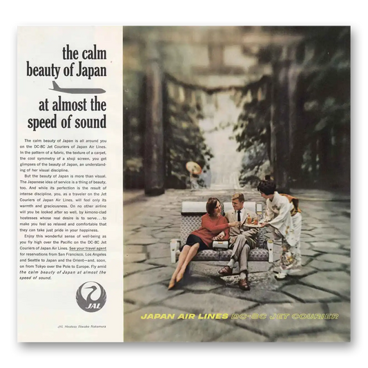 1961 Japan Air Lines DC 8C Jet Courier Vintage Magazine Print Ad