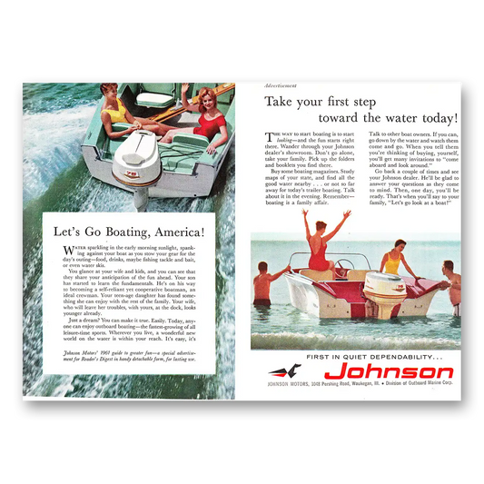 1961 Johnson Sea Horse Motors Lets Go Boating America Vintage Magazine Print Ad