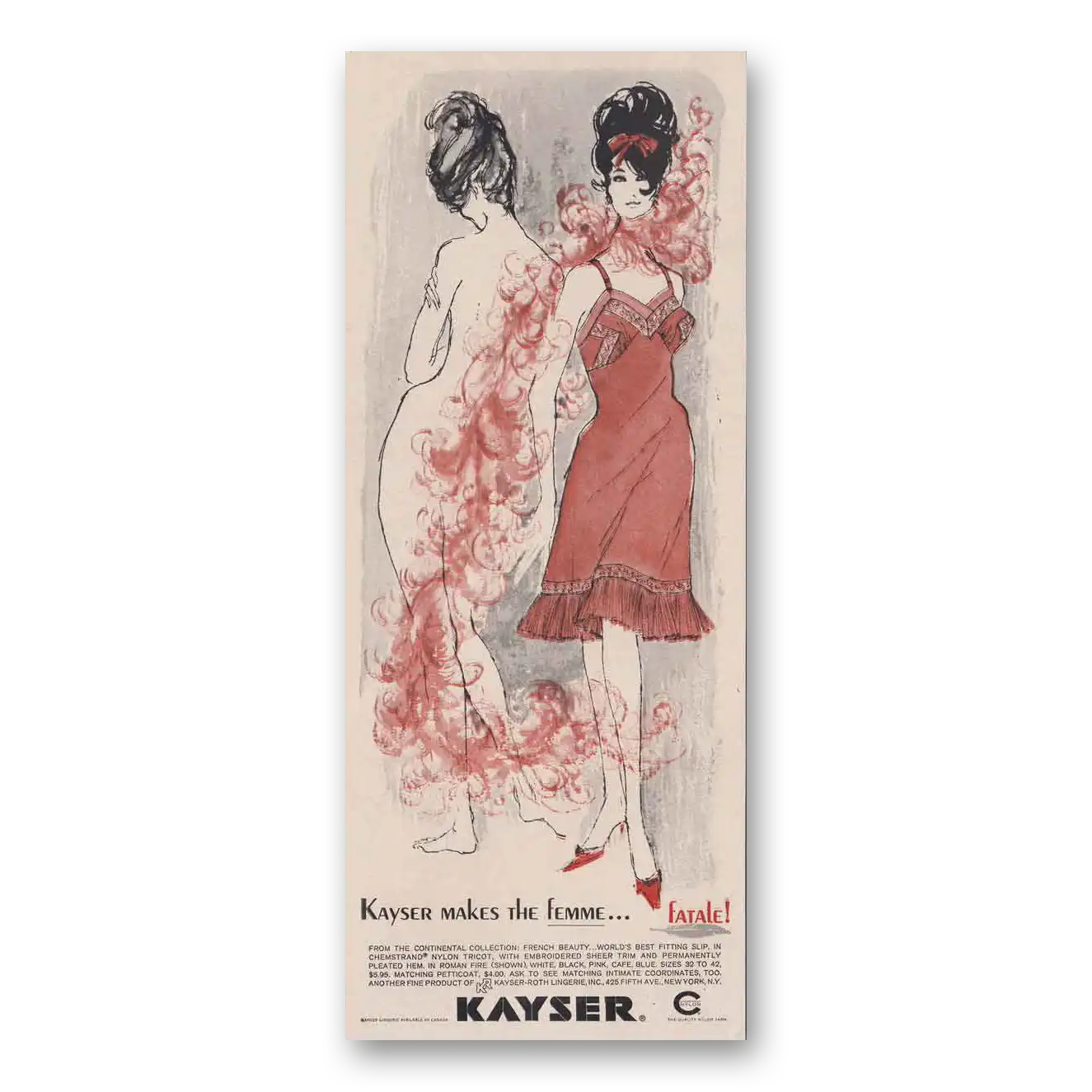 1961 Kayser Hosiery Makes the Femme Fatale Vintage Magazine Print Ad