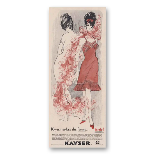 1961 Kayser Hosiery Makes the Femme Fatale Vintage Magazine Print Ad