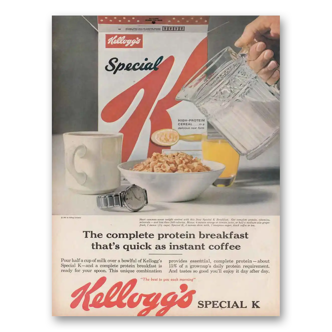 1961 Kelloggs Special K Complete Protein Break Vintage Magazine Print Ad