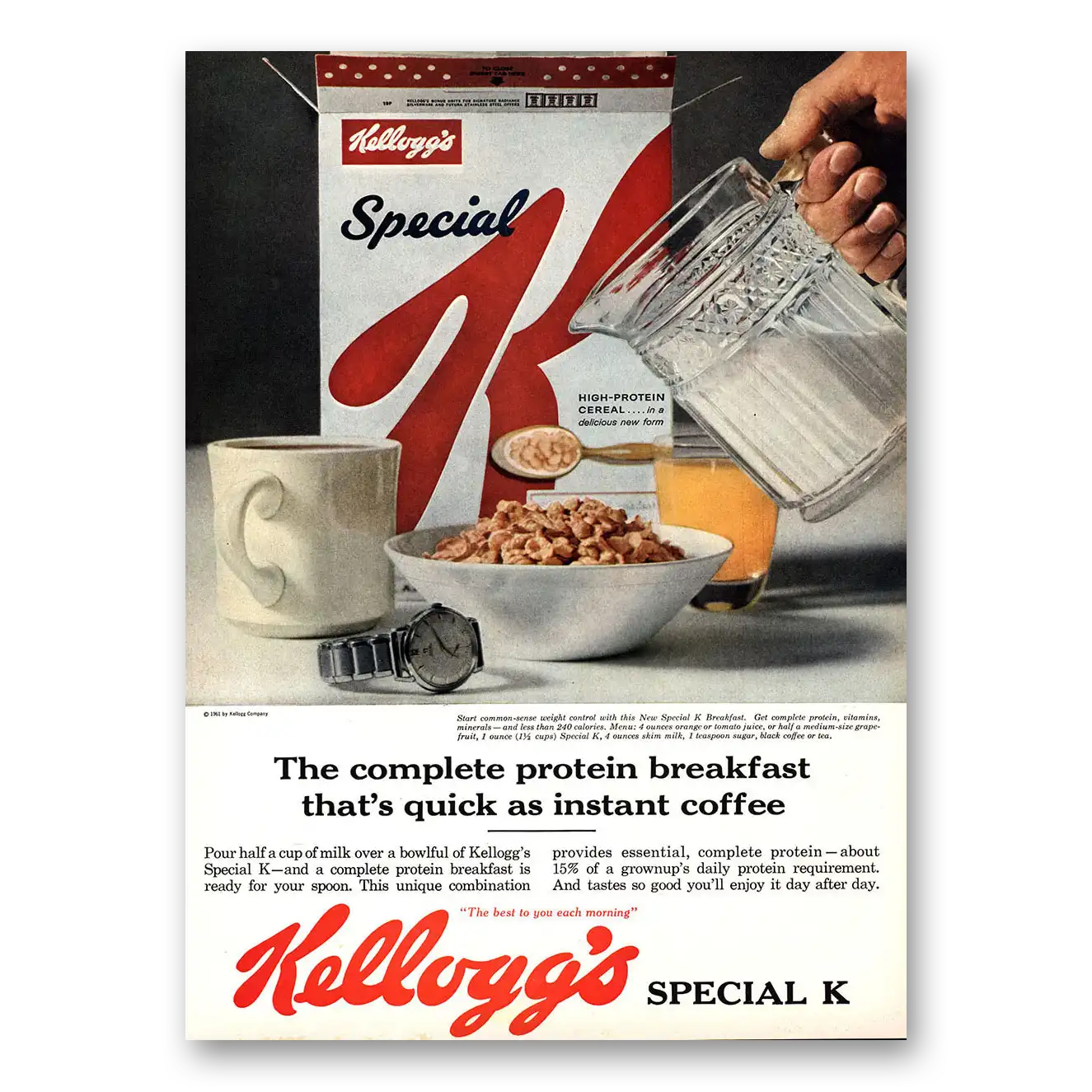 1961 Kelloggs Special K Complete Protein Breakfast Vintage Magazine Print Ad