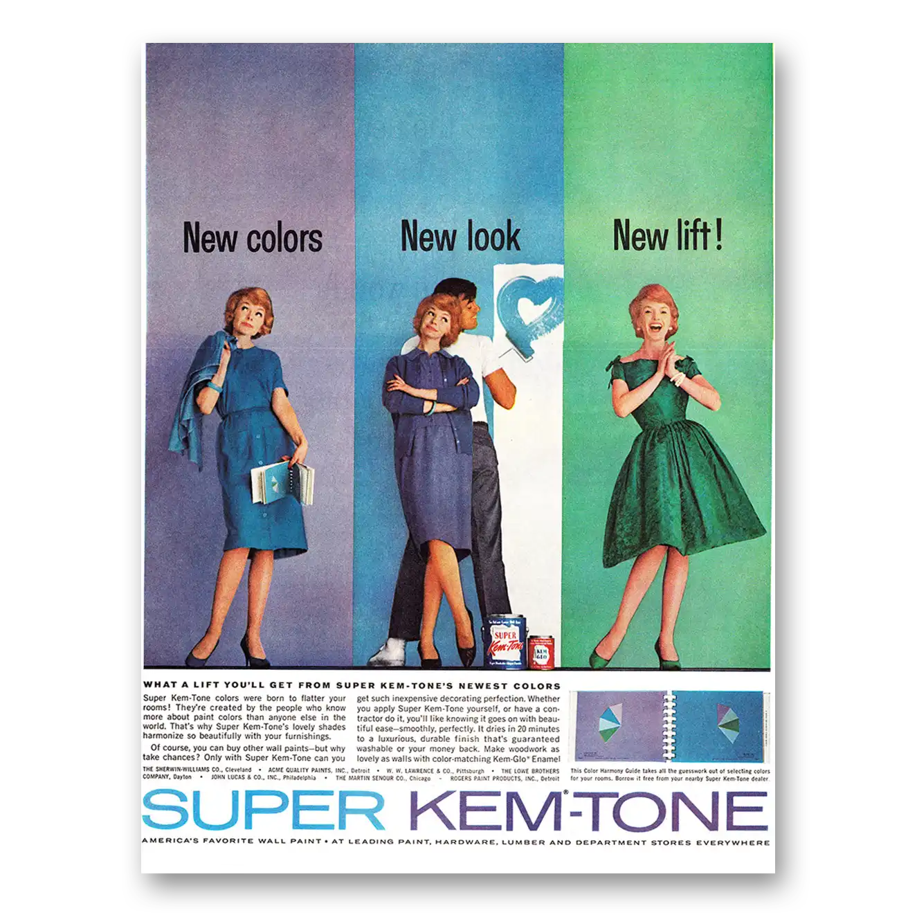 1961 Super Kem Tone Paint What A Lift Get Vintage Magazine Print Ad