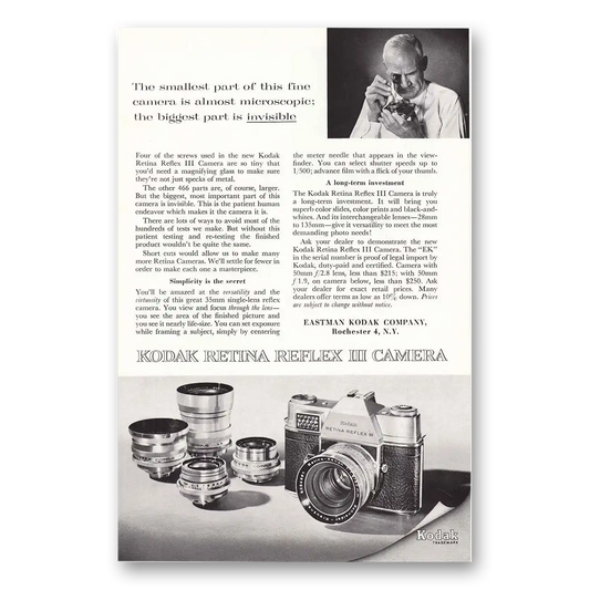 1961 Kodak Retina Camera Almost Microscopic Vintage Magazine Print Ad