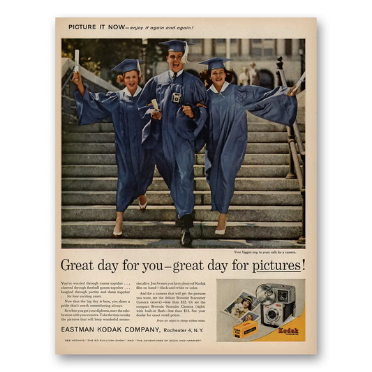 1961 Kodak Brownie Camera Great Day for You Graduation Vintage Magazine Print Ad