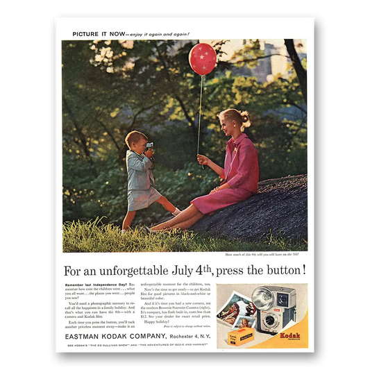 1961 Kodak Brownie Camera Unforgettable July 4th Vintage Magazine Print Ad