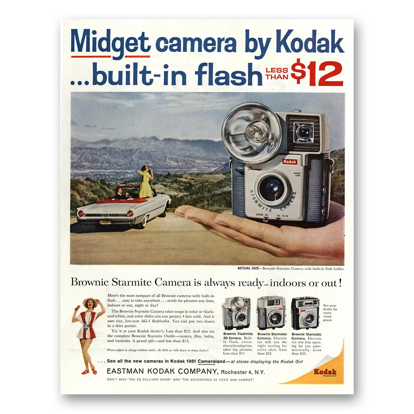 1961 Kodak Brownie Camera Midget Camera Brownie Starmite Vintage Magazine Print Ad