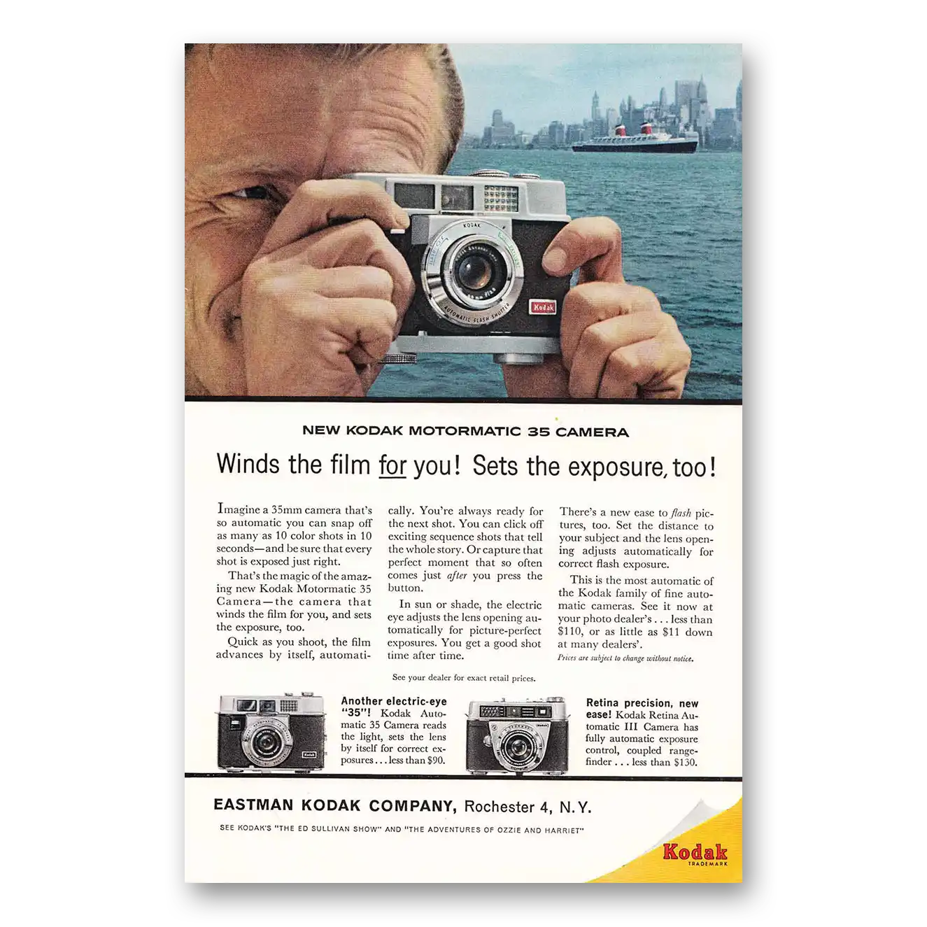 1961 Kodak Motormatic Camera Winds the Film for You Vintage Magazine Print Ad