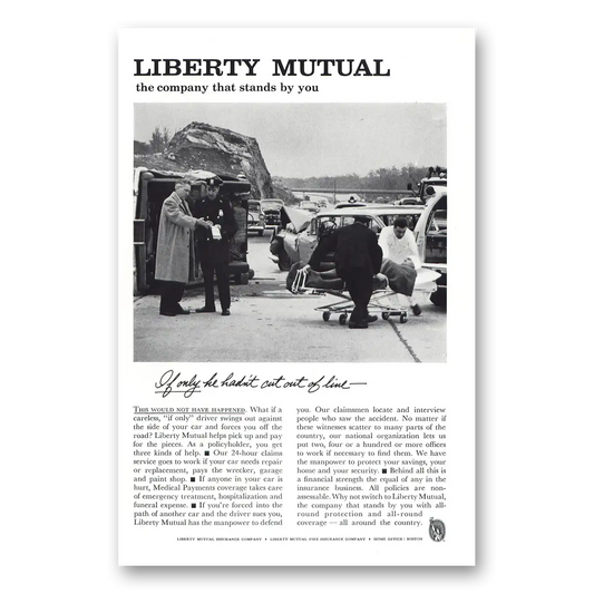 1961 Liberty Mutual Insurance Cut Out of Line Vintage Magazine Print Ad