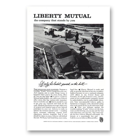 1961 Liberty Mutual Insurance Tailgating Vintage Magazine Print Ad