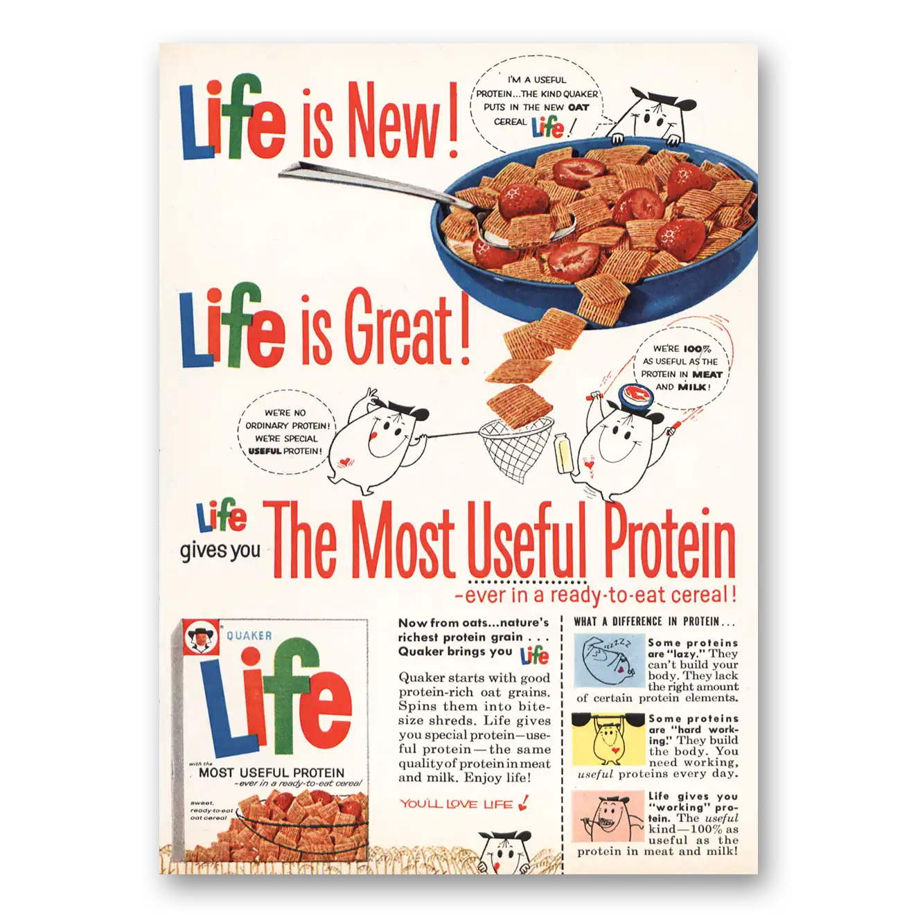 1961 Life Cereal Life Is New Life Is Great Vintage Magazine Print Ad