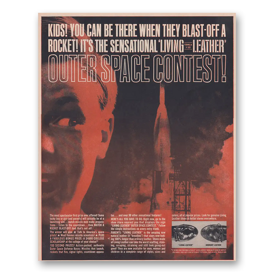 1961 Living Leather Shoes Outer Space Contest Vintage Magazine Print Ad