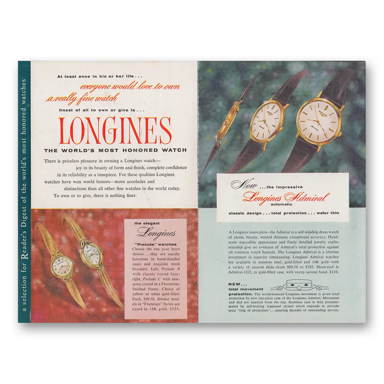 1961 Longines Wittnauer Everyone Would Love to Own Vintage Magazine Print Ad