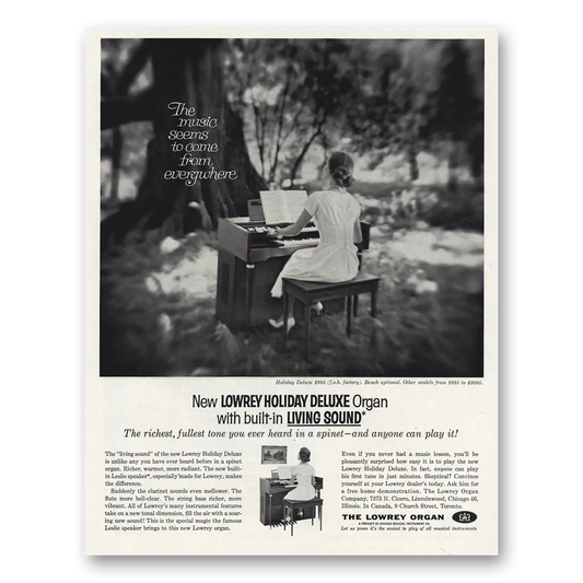 1961 Lowrey Organs Music Seems to Come From Everywhere Vintage Magazine Print Ad