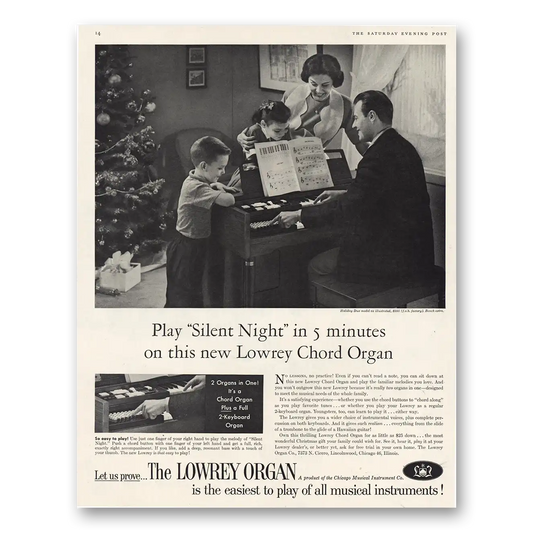 1961 Lowrey Organs Play Silent Night In 5 Minutes Vintage Magazine Print Ad